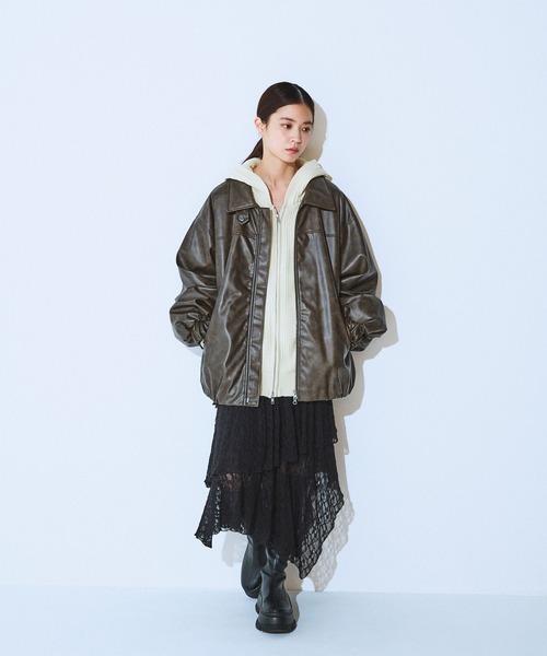 ヴィンテージパファーレザーブルゾン【中綿入りで冬の防寒も