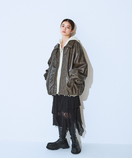 ヴィンテージパファーレザーブルゾン【中綿入りで冬の防寒も