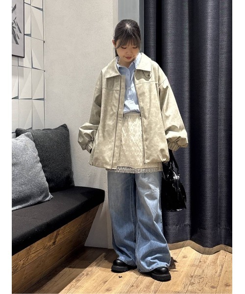 ヴィンテージパファーレザーブルゾン【中綿入りで冬の防寒も