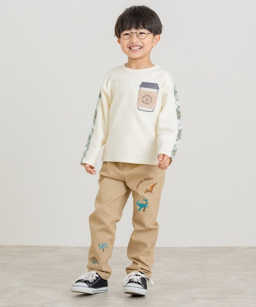 DILASH(ディラッシュ)の「恐竜刺繍パンツ(チノパンツ・キッズ・ブルー/ミント/ベージュ・130/120/110/100/90/80)」の1枚目の写真