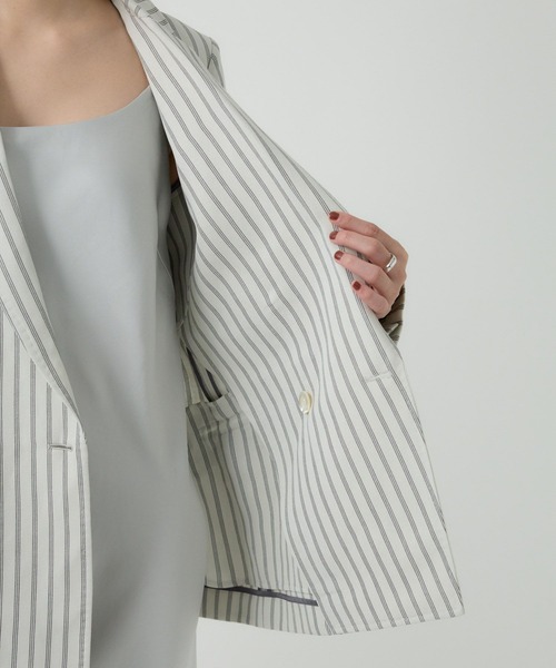 Chaos（カオス）の「Chaos(カオス)/ストライパージャケット（テーラードジャケット・レディース・アイボリー・FREE）」の3枚目の写真