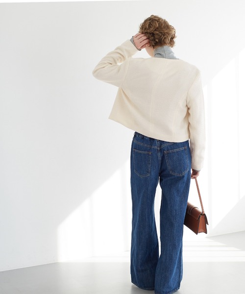 coca（coca）（コカ）の「【WEB限定セール】ツイード金ボタンジャケット（ノーカラージャケット・レディース・ブラック/アイボリー・L/M）」の11枚目の写真