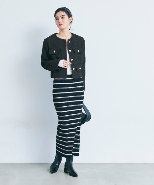 coca（coca）（コカ）の「【WEB限定セール】ツイード金ボタンジャケット（ノーカラージャケット・レディース・ブラック/アイボリー・L/M）」の20枚目の写真