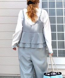 Q | バックフリルキャミサロペ(サロペット/オーバーオール)