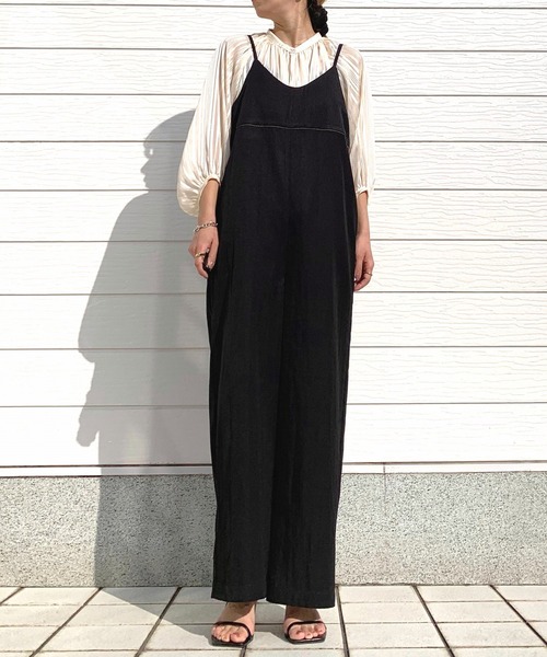 Q（キュー）の「バックフリルキャミサロペ（サロペット/オーバーオール・レディース・ライトブルー/ブラック・MEDIUM）」の3枚目の写真