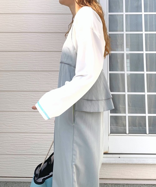 Q（キュー）の「バックフリルキャミサロペ（サロペット/オーバーオール・レディース・ライトブルー/ブラック・MEDIUM）」の7枚目の写真