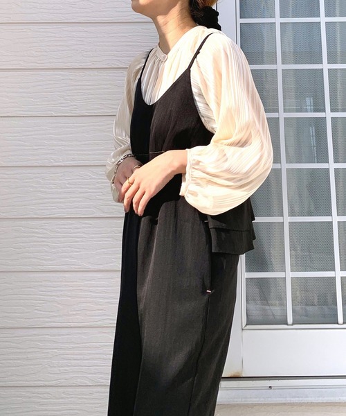 Q（キュー）の「バックフリルキャミサロペ（サロペット/オーバーオール・レディース・ライトブルー/ブラック・MEDIUM）」の9枚目の写真