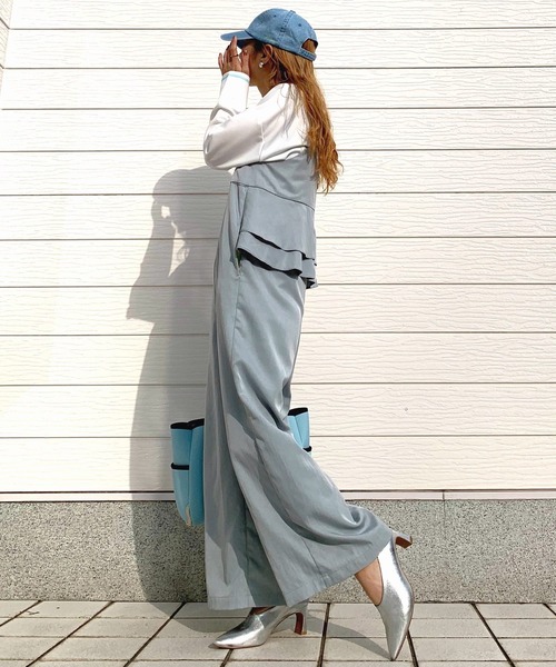 Q（キュー）の「バックフリルキャミサロペ（サロペット/オーバーオール・レディース・ライトブルー/ブラック・MEDIUM）」の13枚目の写真