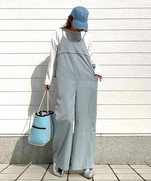 Q（キュー）の「バックフリルキャミサロペ（サロペット/オーバーオール・レディース・ライトブルー/ブラック・MEDIUM）」の12枚目の写真