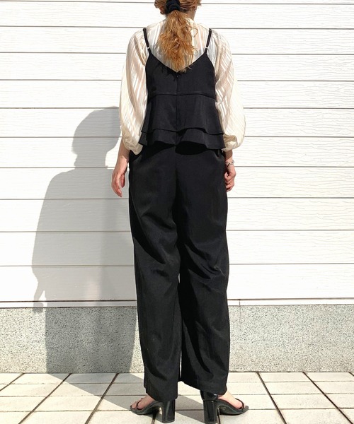 Q（キュー）の「バックフリルキャミサロペ（サロペット/オーバーオール・レディース・ライトブルー/ブラック・MEDIUM）」の5枚目の写真