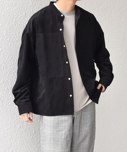 SHIPS any（シップス エニィ）の「SHIPS any:〈洗濯機可能〉フェード ピーチスキン バンドカラー シャツ◇（シャツ/ブラウス・メンズ・オリーブ/ブラック/ブルー/キャメル/ダークオリーブ/ロイヤルブルー・LARGE/MEDIUM/SMALL）」の2枚目の写真