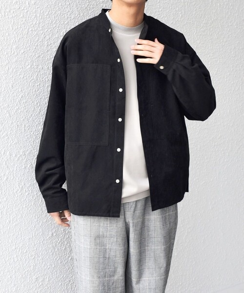 SHIPS any（シップス エニィ）の「SHIPS any:〈洗濯機可能〉フェード ピーチスキン バンドカラー シャツ◇（シャツ/ブラウス・メンズ・オリーブ/ブラック/ブルー/キャメル/ダークオリーブ/ロイヤルブルー・LARGE/MEDIUM/SMALL）」の9枚目の写真