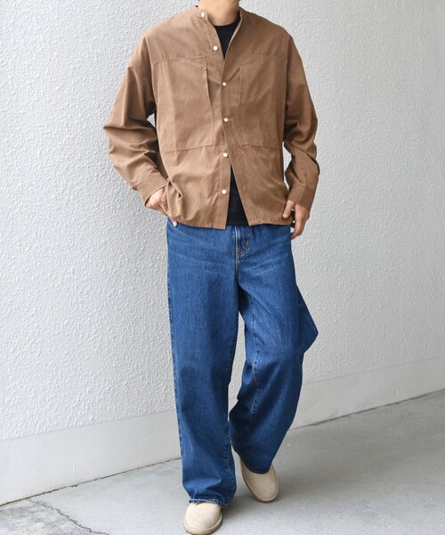 SHIPS any（シップス エニィ）の「SHIPS any:〈洗濯機可能〉フェード ピーチスキン バンドカラー シャツ◇（シャツ/ブラウス・メンズ・オリーブ/ブラック/ブルー/キャメル/ダークオリーブ/ロイヤルブルー・LARGE/MEDIUM/SMALL）」の12枚目の写真