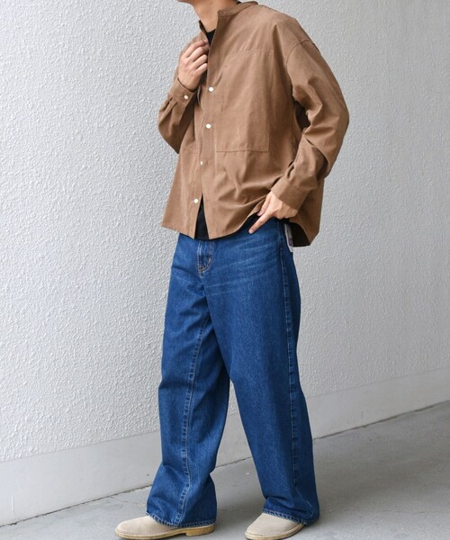 SHIPS any（シップス エニィ）の「SHIPS any:〈洗濯機可能〉フェード ピーチスキン バンドカラー シャツ◇（シャツ/ブラウス・メンズ・オリーブ/ブラック/ブルー/キャメル/ダークオリーブ/ロイヤルブルー・LARGE/MEDIUM/SMALL）」の13枚目の写真