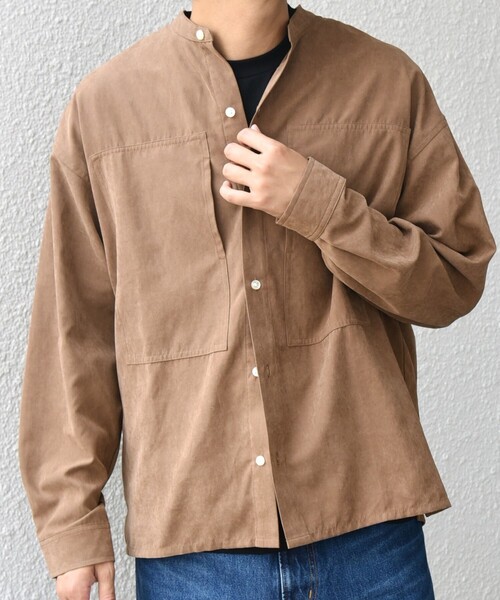 SHIPS any（シップス エニィ）の「SHIPS any:〈洗濯機可能〉フェード ピーチスキン バンドカラー シャツ◇（シャツ/ブラウス・メンズ・オリーブ/ブラック/ブルー/キャメル/ダークオリーブ/ロイヤルブルー・LARGE/MEDIUM/SMALL）」の14枚目の写真