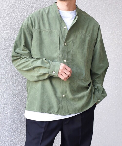 SHIPS any（シップス エニィ）の「SHIPS any:〈洗濯機可能〉フェード ピーチスキン バンドカラー シャツ◇（シャツ/ブラウス・メンズ・オリーブ/ブラック/ブルー/キャメル/ダークオリーブ/ロイヤルブルー・LARGE/MEDIUM/SMALL）」の19枚目の写真