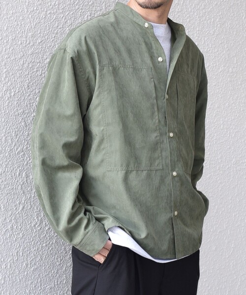 SHIPS any（シップス エニィ）の「SHIPS any:〈洗濯機可能〉フェード ピーチスキン バンドカラー シャツ◇（シャツ/ブラウス・メンズ・オリーブ/ブラック/ブルー/キャメル/ダークオリーブ/ロイヤルブルー・LARGE/MEDIUM/SMALL）」の21枚目の写真