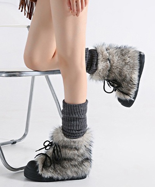 Lace Ladies（レースレディース）の「ファー リボン付き 厚底 ショート ブーツ（ブーツ・レディース・ブラック・23.5cm/23cm/22.5cm/25cm/24.5cm/24cm）」の15枚目の写真