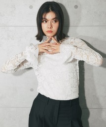 ANOTHER S（アナザーエス）の「フリル袖レースブラウス（Tシャツ/カットソー）」