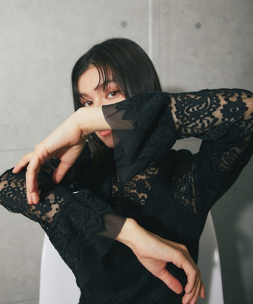 ANOTHER S（アナザーエス）の「フリル袖レースブラウス（Tシャツ/カットソー・レディース・ホワイト/ブラック/アイボリー・FREE）」の5枚目の写真