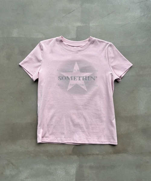 SHAGGIE(シャギー)の「キラキラストーンミニタイトTシャツ(Tシャツ/カットソー・レディース・チャコールグレー/レッド/ピンク/ホワイト/ブルー/ブラウン・FREE)」の21枚目の写真