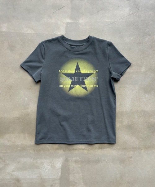 SHAGGIE(シャギー)の「キラキラストーンミニタイトTシャツ(Tシャツ/カットソー・レディース・チャコールグレー/レッド/ピンク/ホワイト/ブルー/ブラウン・FREE)」の14枚目の写真