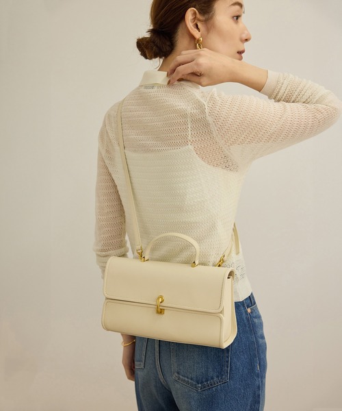 セール】フラップワイドレザーハンドバッグ（ショルダーバッグ）｜ROPE