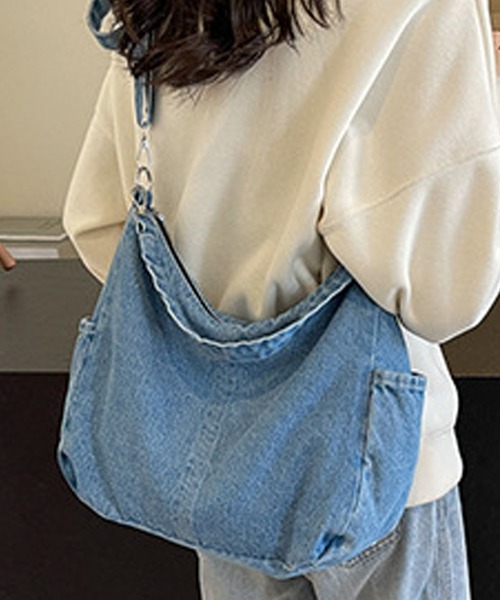ROOPTOKYO(ループトウキョウ)の「サイドポケット付き デニム風ショルダーバッグ 2WAY(ショルダーバッグ・レディース・ブルー/ブラック・FREE)」の1枚目の写真