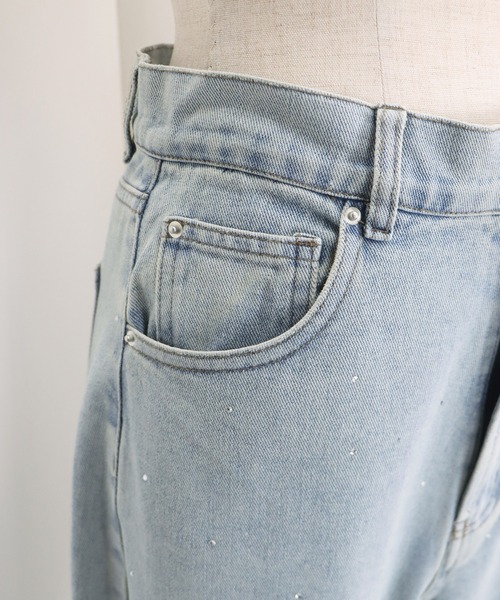 BLUEEAST(ブルーイースト)の「ラインストーンカーブデニムパンツ(デニムパンツ・レディース・ネイビー/ブルー/ブルー系・SHORT/MEDIUM/LARGE)」の12枚目の写真