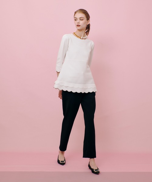 LOULOU WILLOUGHBY(ルルウィルビー)の「【LOULOU WILLOUGHBY】ダブルクロスバックスリットパンツ(その他パンツ・レディース・アイボリー/ブラック・1/2)」の10枚目の写真