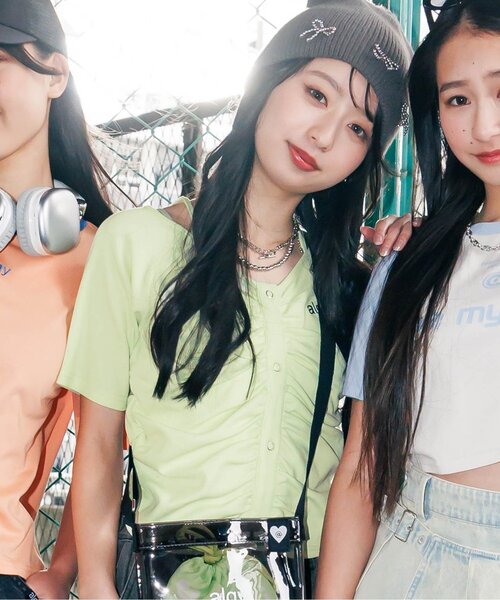 algy(アルジー)の「フロントシャーリング半袖T(Tシャツ/カットソー・キッズ・ブラック/アイボリー/イエロー・SMALL/MEDIUM/X-SMALL/XX-SMALL)」の1枚目の写真