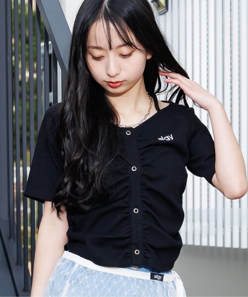 tシャツ フロントシャーリングTシャツ レディース セール】フロントシャーリング半袖T（Tシャツ/カットソー