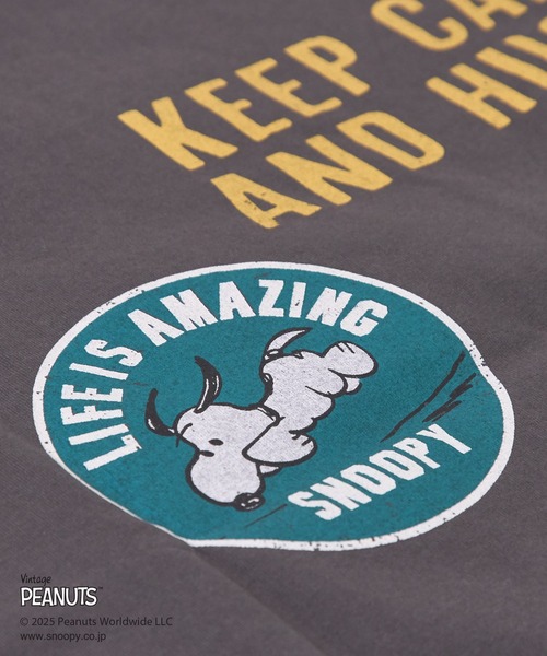 CUBE SUGAR（キューブシュガー）の「PEANUTS(ピーナッツ)21/-OE天竺スヌーピーTシャツ（Tシャツ/カットソー・レディース・ナチュラル/カーキ/マルチ/スミクロ/レッド・M）」の6枚目の写真