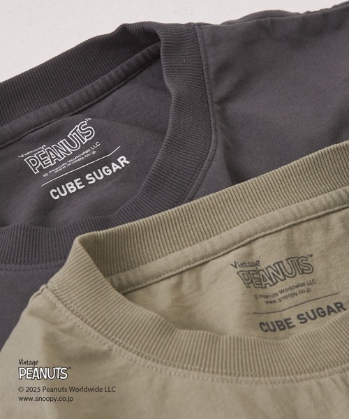 CUBE SUGAR（キューブシュガー）の「PEANUTS(ピーナッツ)21/-OE天竺スヌーピーTシャツ（Tシャツ/カットソー・レディース・ナチュラル/カーキ/マルチ/スミクロ/レッド・M）」の14枚目の写真