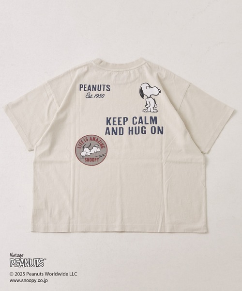CUBE SUGAR（キューブシュガー）の「PEANUTS(ピーナッツ)21/-OE天竺スヌーピーTシャツ（Tシャツ/カットソー・レディース・ナチュラル/カーキ/マルチ/スミクロ/レッド・M）」の11枚目の写真