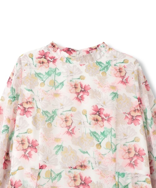 QUEENS COURT（クイーンズコート）の「フラワーシアーワンピース≪洗濯機で洗える≫（ワンピース・レディース・パープル/ピンク/ネイビー・M）」の6枚目の写真