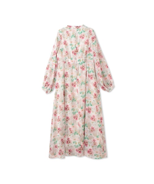 QUEENS COURT（クイーンズコート）の「フラワーシアーワンピース≪洗濯機で洗える≫（ワンピース・レディース・パープル/ピンク/ネイビー・M）」の5枚目の写真