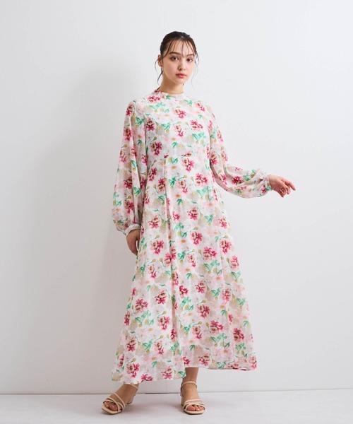 QUEENS COURT（クイーンズコート）の「フラワーシアーワンピース≪洗濯機で洗える≫（ワンピース・レディース・パープル/ピンク/ネイビー・M）」の13枚目の写真