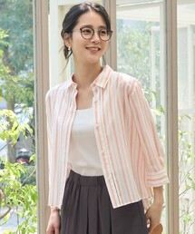 ナチュラルリネンクロップド丈 シャツ