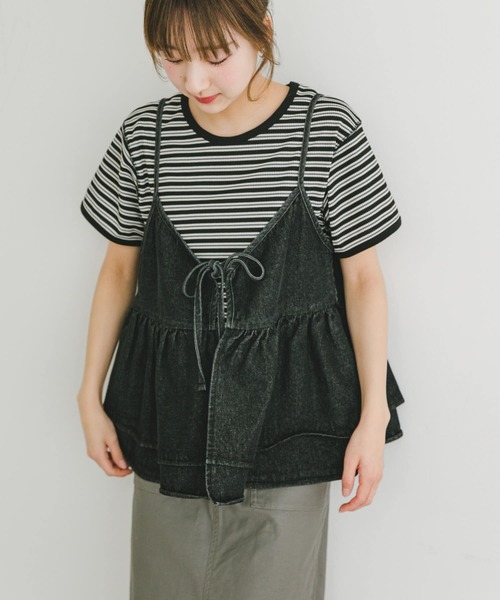 ITEMS URBANRESEARCH（アイテムズ アーバンリサーチ）の「デニムビスチェ（その他トップス・レディース・ブラック/インディゴブルー・FREE）」の4枚目の写真