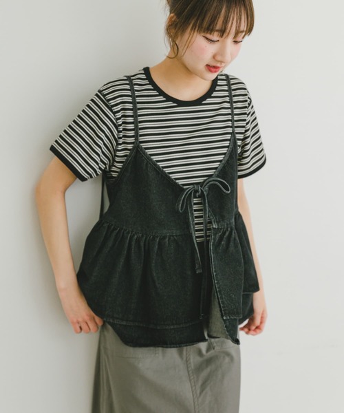 ITEMS URBANRESEARCH（アイテムズ アーバンリサーチ）の「デニムビスチェ（その他トップス・レディース・ブラック/インディゴブルー・FREE）」の6枚目の写真