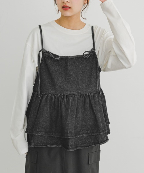 ITEMS URBANRESEARCH（アイテムズ アーバンリサーチ）の「デニムビスチェ（その他トップス・レディース・ブラック/インディゴブルー・FREE）」の12枚目の写真