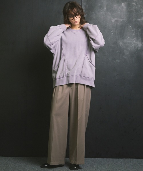 UNISEX》Wool Mix Continuous Tow-Tuck Wide Pants/ウールミックス