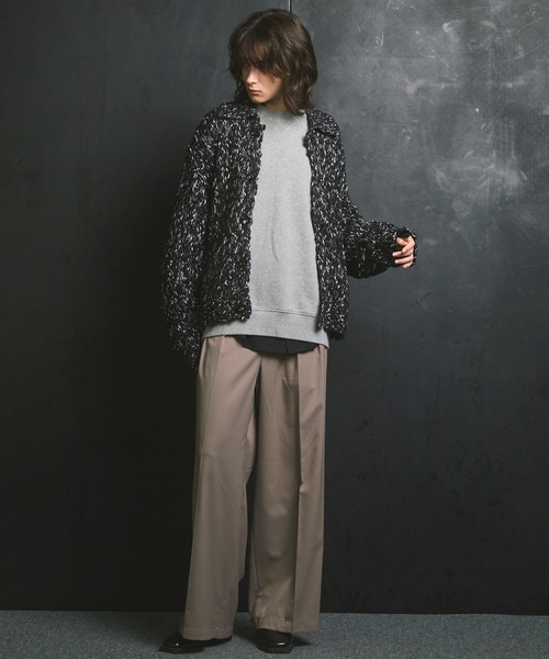 UNISEX》Wool Mix Continuous Tow-Tuck Wide Pants/ウールミックス