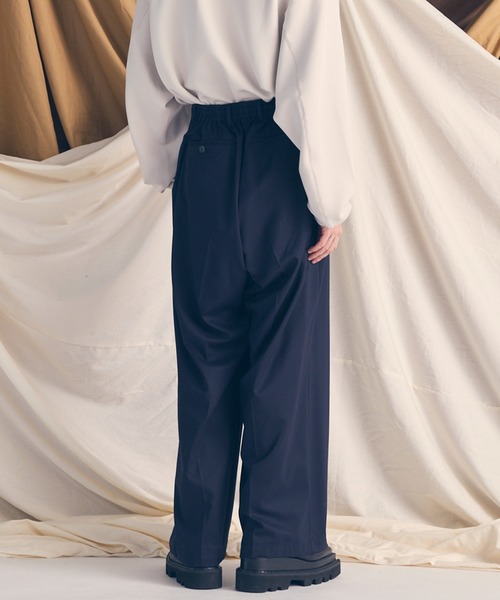 UNISEX》Wool Mix Continuous Tow-Tuck Wide Pants/ウールミックス