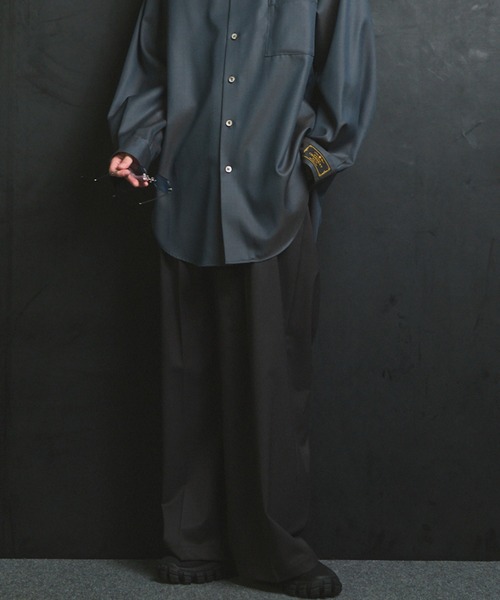 UNISEX》Wool Mix Continuous Tow-Tuck Wide Pants/ウールミックス