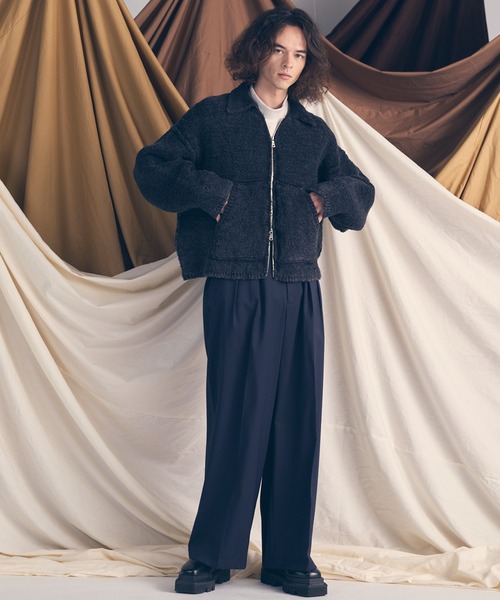 UNISEX》Wool Mix Continuous Tow-Tuck Wide Pants/ウールミックス