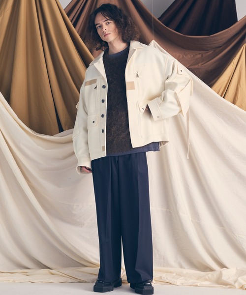 UNISEX》Wool Mix Continuous Tow-Tuck Wide Pants/ウールミックス