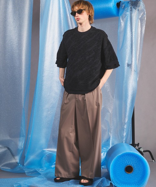 MAISON SPECIAL(メゾンスペシャル)の「《UNISEX》NISHIKAWA KEORI Wool Mix Gabardine Continuous Tow-Tuck Wide Pants/NISHIKAWA KEORIウールミックスギャバジンコンティニュアスツータックワイドパンツ【MAISON SPECIAL/メゾンスペシャル】■セットアップ対応■(スラックス・メンズ・ネイビー/その他/ダークグレー/グレイッシュベージュ/ブラック・2/1/0)」の16枚目の写真