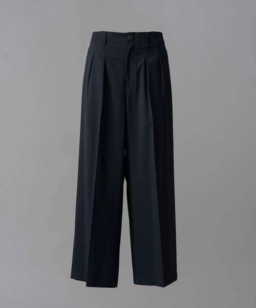 UNISEX》Wool Mix Continuous Tow-Tuck Wide Pants/ウールミックス